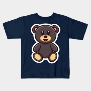 Sitting Teddy Bear Front View Sticker vector logo design. Animal nature icon design concept. Bear cartoon character sticker design logo with shadow. Kids T-Shirt